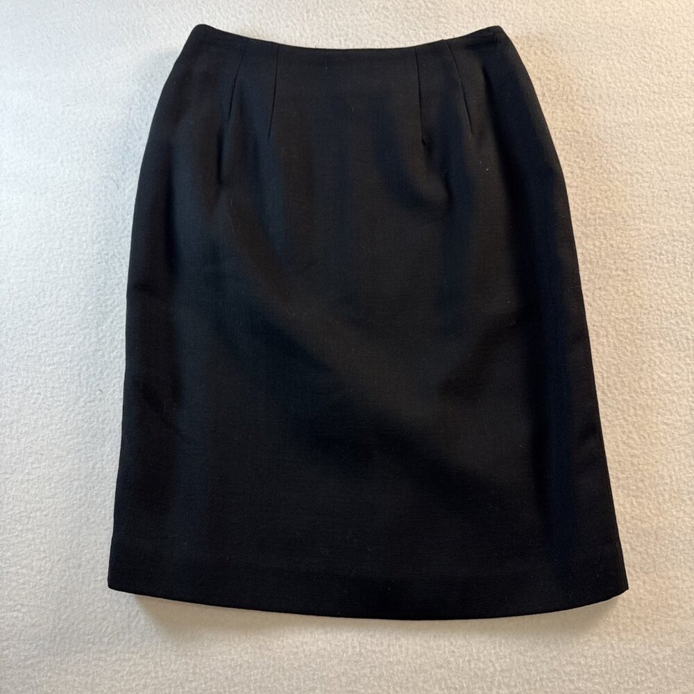 Valerie Stevens Pure Wool Pencil Skirt Black Professional Career Wear Size 4